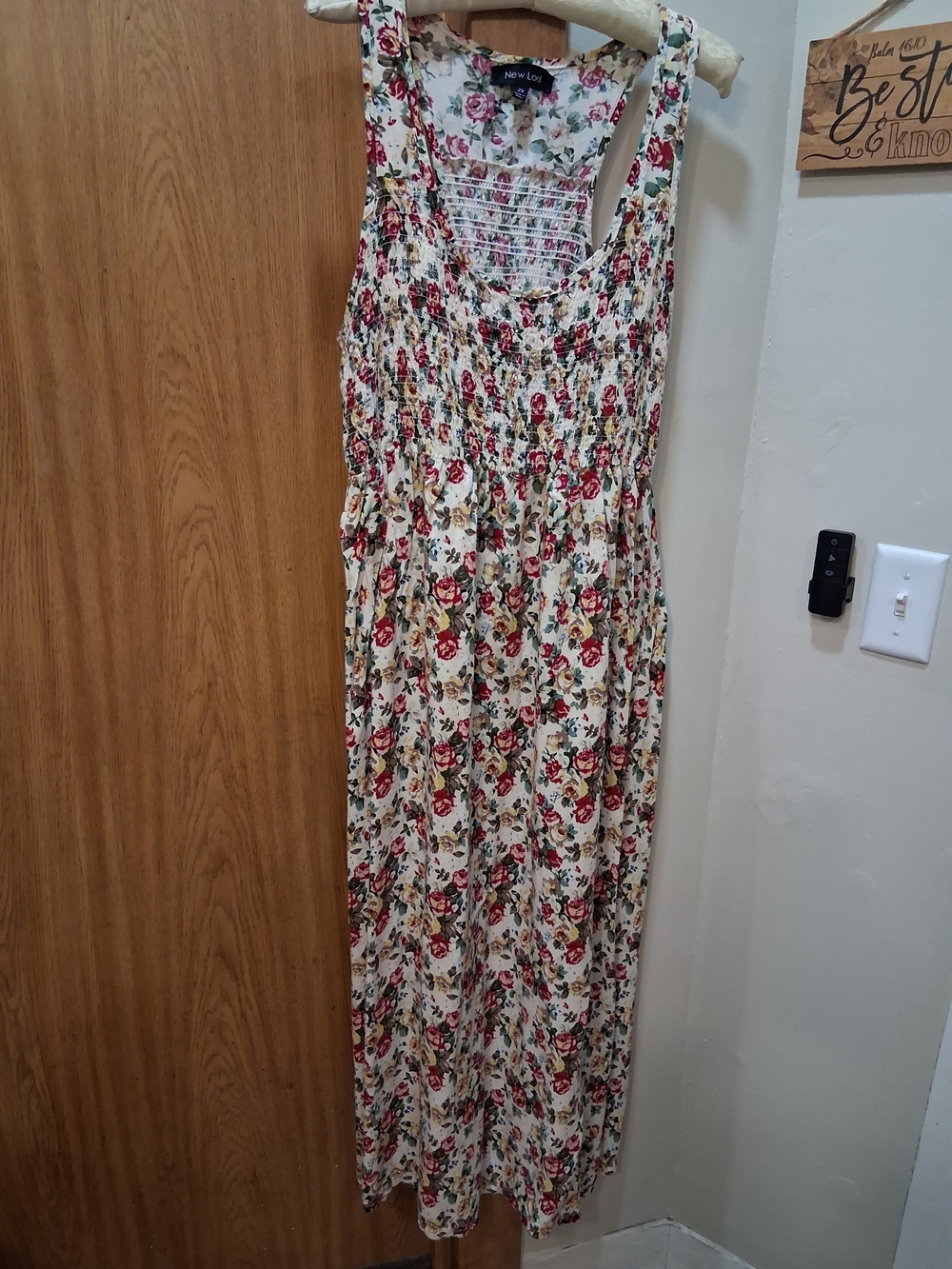 New Look Cream Maxi Dress with Red Rose Print